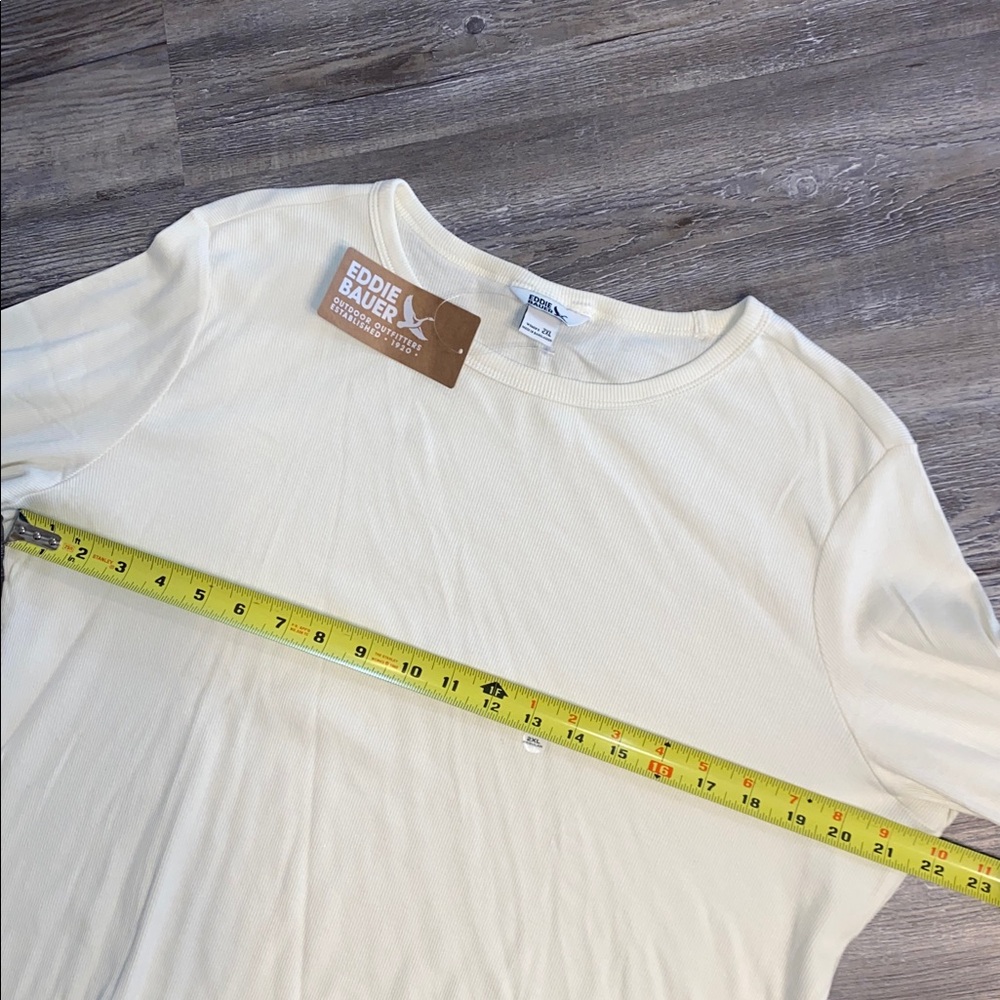 NWT EDDIE BAUER L/S Ribbed Ivory Essential Top 2XL - Picture 5 of 7